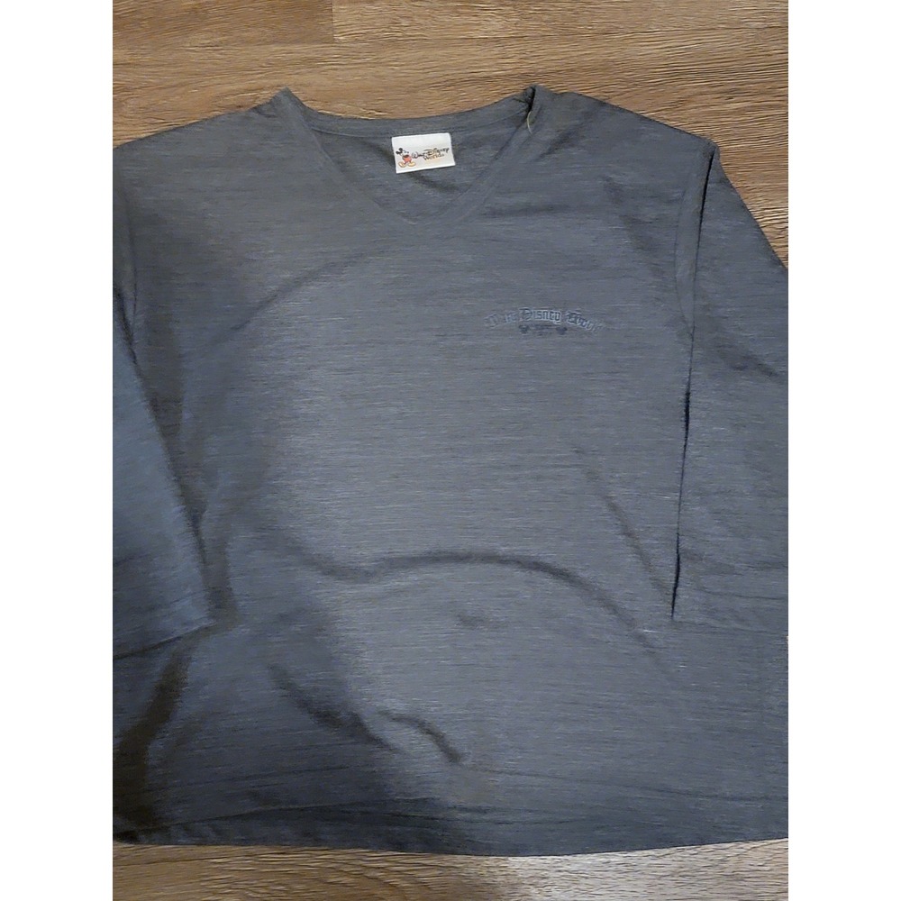 Nwot Vintage Disney V-Neck T-Shirt 3/4 Sleeve Embroidered Logo‎ Top Tee Size L